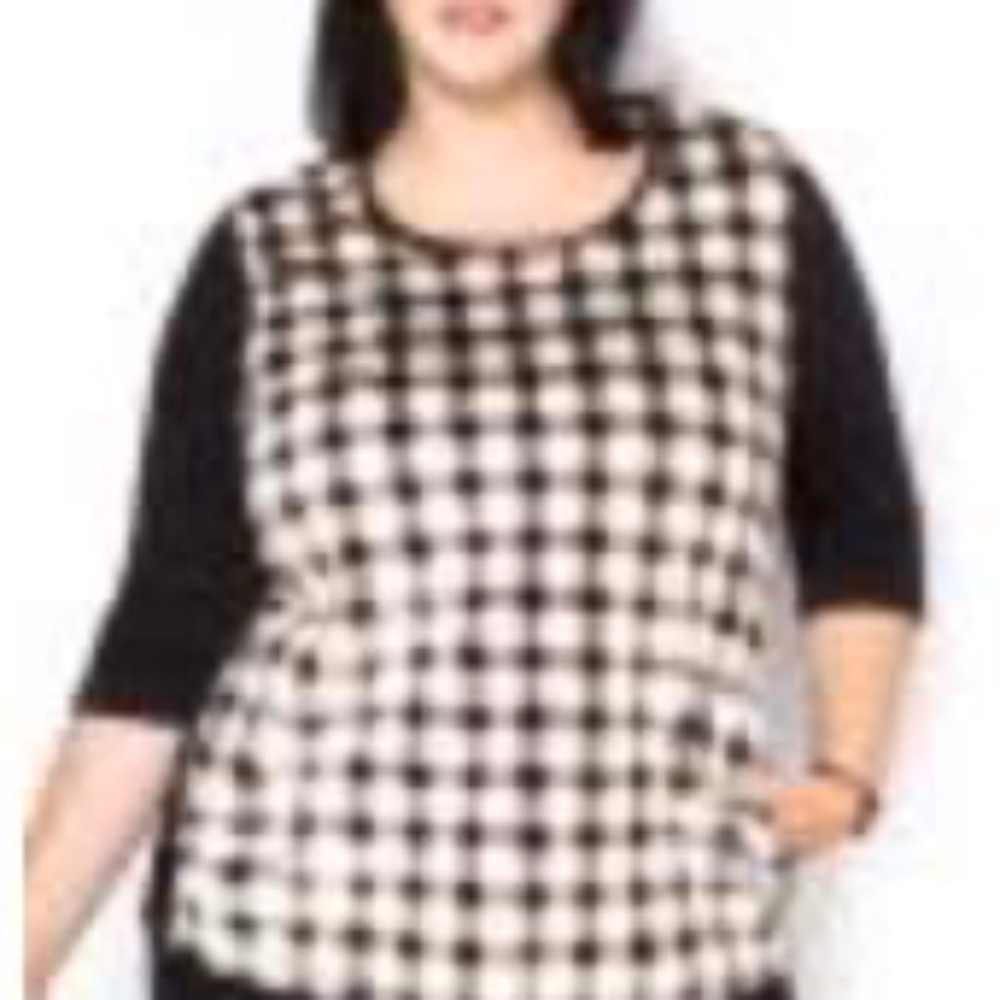 FAUX FUR TOP, ¾ SLEEVES, BLACK MIX, SIZE 5X, VERY SOFT FRONT, POLYESTER, PENNING
